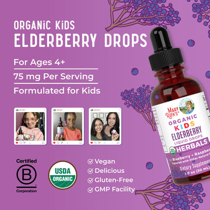MARYRUTH'S Elderberry Liquid Drops for Adults & Kids | Immune Support | Antioxidant | 150mg Elderberry Extract | USDA Organic | CLP Purity Award | Sugar Free | Vegan | Non-GMO | Gluten Free | 1 oz