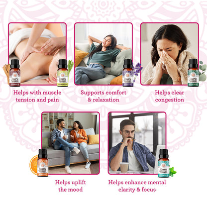 GuruNanda Essential Oils Set for Diffusers, 100% Pure, Aromatherapy, Massage, Skin Care