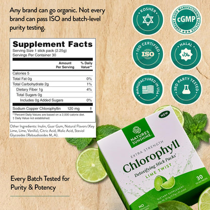 Nature's Sunshine Chlorophyll Stick Packs: Supercharge Your Detox and Boost Gut Health in Convenient, Delicious Stick Packs (Crisp Apple)