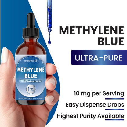 Methylene Blue Pharmaceutical Grade 8 oz – Pharmaceutical Grade 1% Solution, 3rd Party Tested, Brain Health Supplement for Humans High Cognitive Support – Formaldehyde-Free Formula
