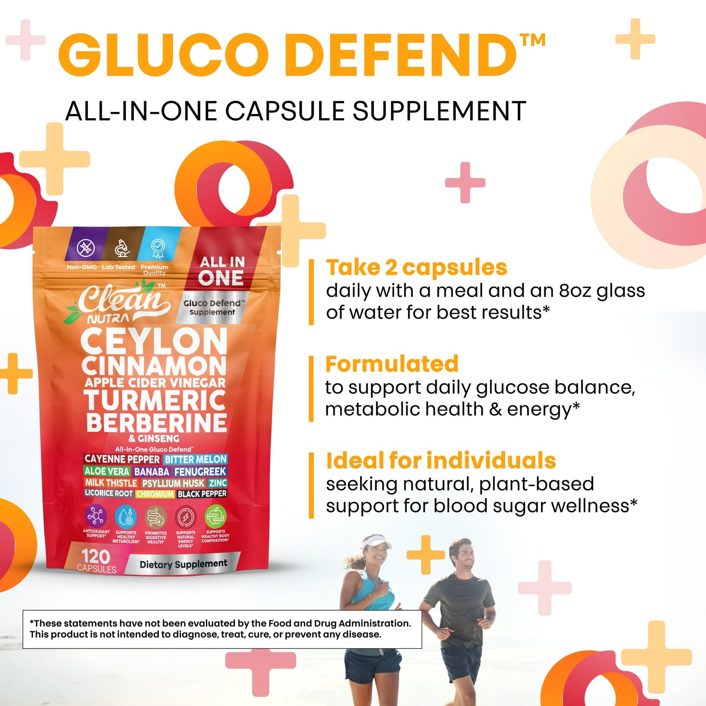 Clean Nutraceuticals Ceylon Cinnamon Capsules + Berberine Turmeric Apple Cider Vinegar Ginseng Bitter Melon (Karela) Gymnema Milk Thistle Fenugreek Supplement Pills Powder for Men & Women