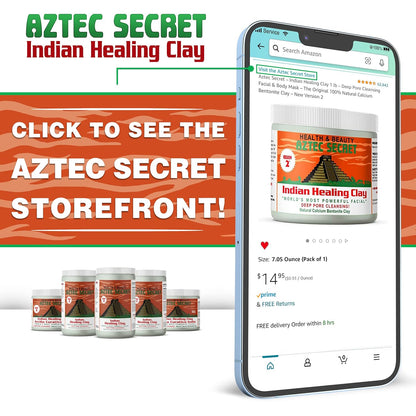 Aztec Secret – Indian Healing Clay 1 lb – Deep Pore Cleansing Facial & Body Mask – The Original 100% Natural Calcium Bentonite Clay – New Version 2