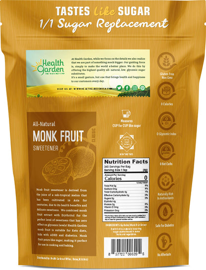 Health Garden Monk Fruit Sweetener, Golden Sugar Substitute - 2.5 lb