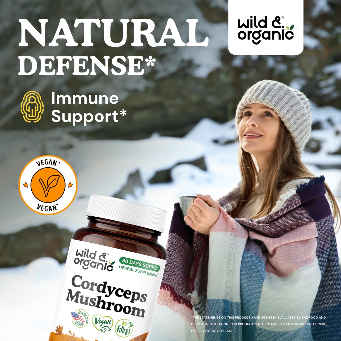 Wild & Organic Cordyceps Mushroom Tincture - Energy & Immune Support - Cordyceps Sinensis Extract Supplement - Liquid Mushroom Drops - Add to Tea & Mix with Powder - Sugar & Alcohol-Free - 4 fl oz