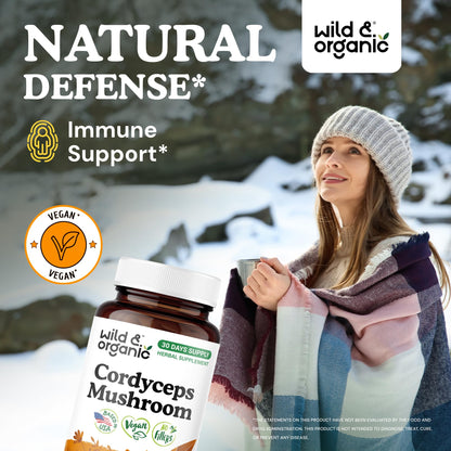 Wild & Organic Cordyceps Mushroom Tincture - Energy & Immune Support - Cordyceps Sinensis Extract Supplement - Liquid Mushroom Drops - Add to Tea & Mix with Powder - Sugar & Alcohol-Free - 4 fl oz