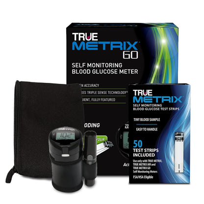 TRUE METRIX GO Meter Value Kit, Blood Glucose Monitor and Testing Supplies | Includes Blood Glucose Meter, Case, 50 Test Strips, Lancing Device - Fast, Easy Testing Supplies for Home Use and Travel