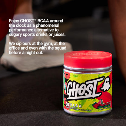 GHOST BCAA Powder Amino Acids Supplement, Sour Strips - 30 Servings - Sugar-Free Intra, Post & Pre Workout Amino Powder & Recovery Drink, 7G BCAA