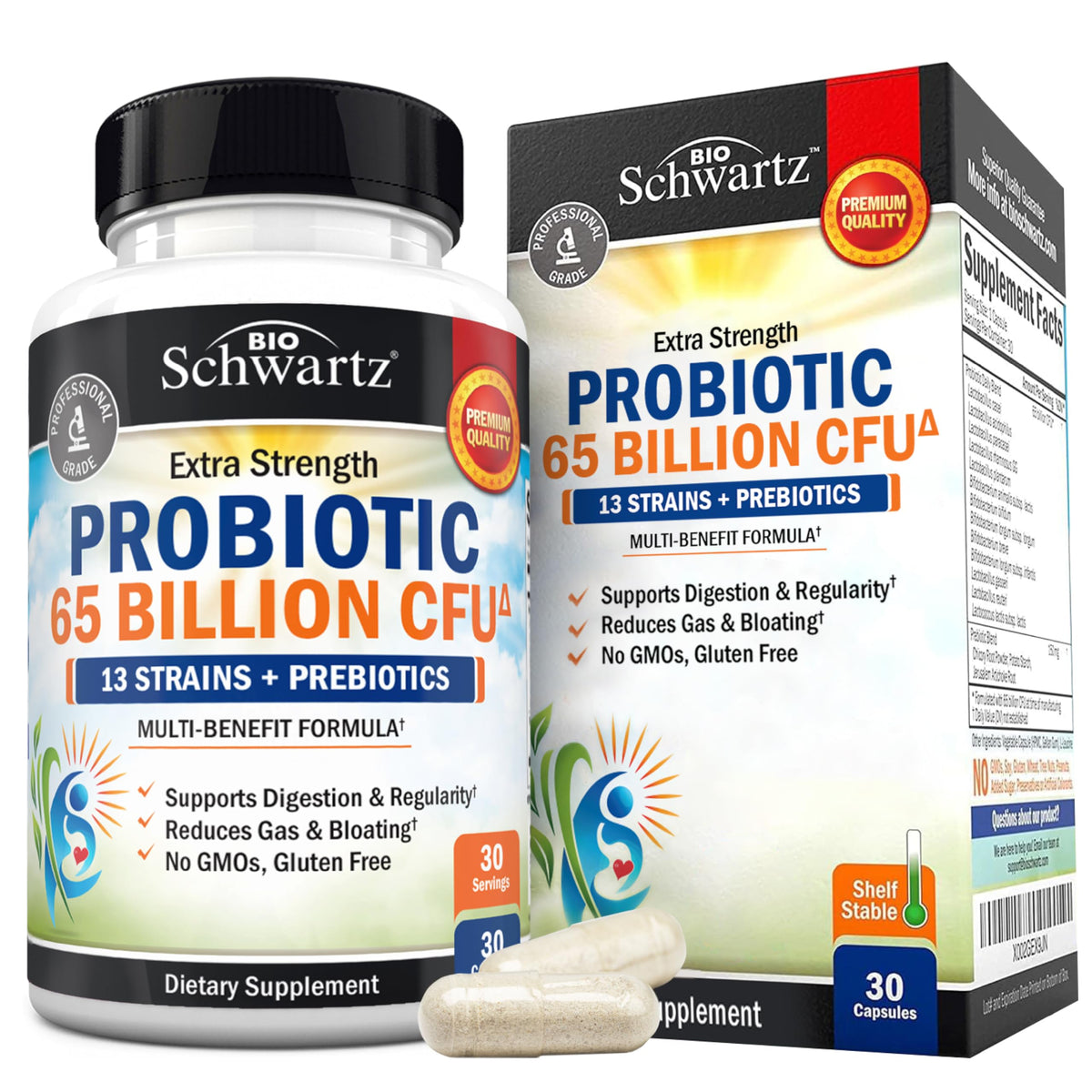 Probiotic 40 Billion CFU with Organic Prebiotics for Gut Health, 60 Count