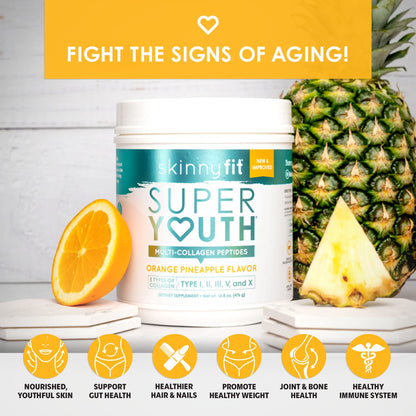 SkinnyFit Super Youth Orange Pineapple Multi-Collagen Peptides Plus Apple Cider Vinegar