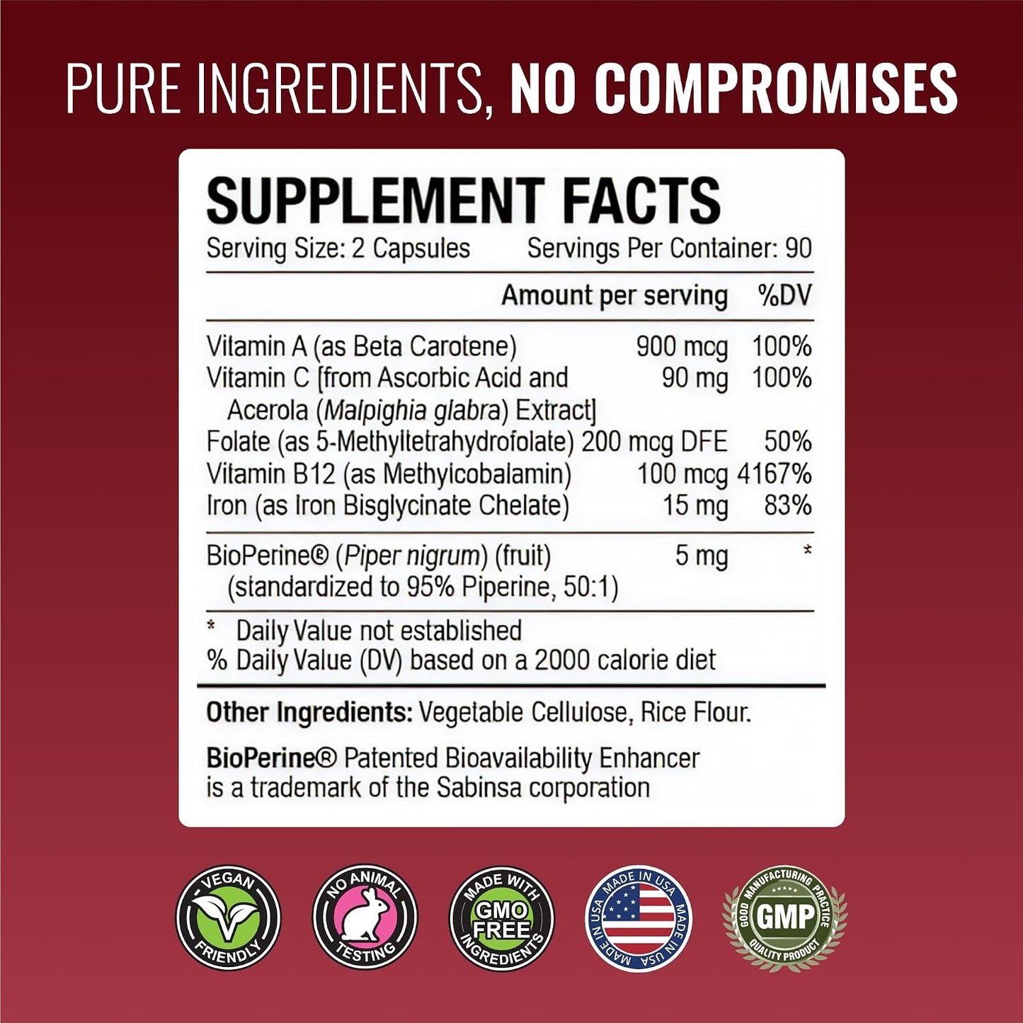 Approved Science Anemiaprin - Iron Bisglycinate with Vitamin C - Gentle On Stomach - Non Constipating Iron Supplement for Women and Men - Blood Support - with Folate and B12-3 Months - Vegan