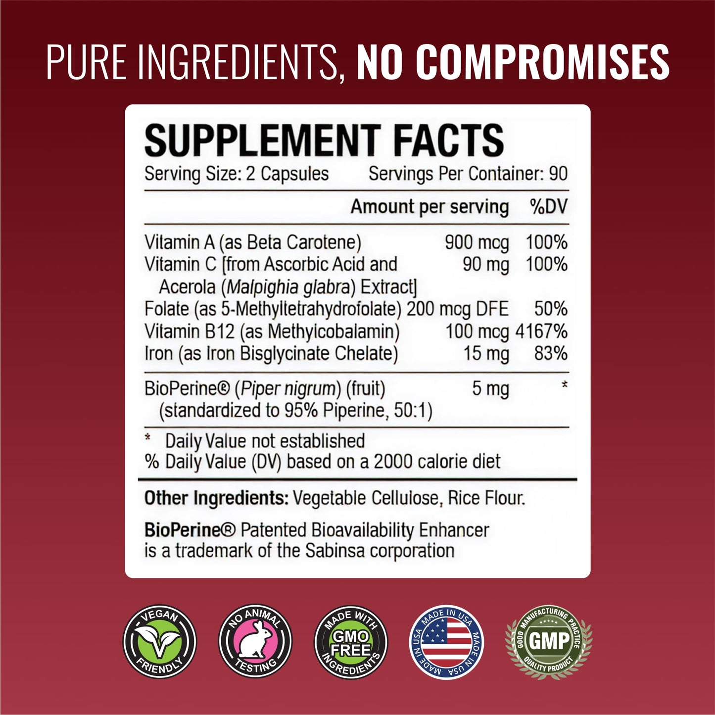 Approved Science Anemiaprin - Iron Bisglycinate with Vitamin C - Gentle On Stomach - Non Constipating Iron Supplement for Women and Men - Blood Support - with Folate and B12-3 Months - Vegan