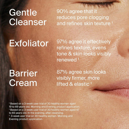 Timeline Mitopure Skincare Routine Starter Kit in Travel Case with Gentle Cleanser 50 ml, Resurfacing Exfoliator 30ml & Barrier Cream 15 ml for All Skin Types