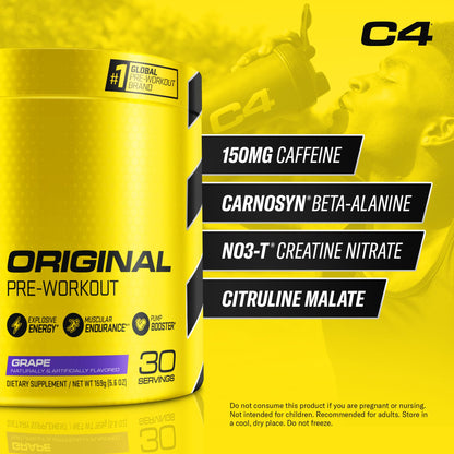 Cellucor C4 Original Pre Workout Powder Grape Sugar Free Preworkout Energy