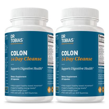 Dr. Tobias Colon 14 Day Cleanse | Supports Digestion & Gut Health | Colon Cleanse Detox | Constipation Relief & Gut Health Support for Women & Men | Psyllium + Senna + Probiotics | 28 Capsules