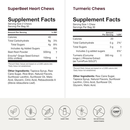 HumanN Turmeric Chews Supplement – Clinically Studied High Absorption Curcumin Complex - Orange Citrus Flavor – from SuperBeets Makers – Joint Health – 30 Count