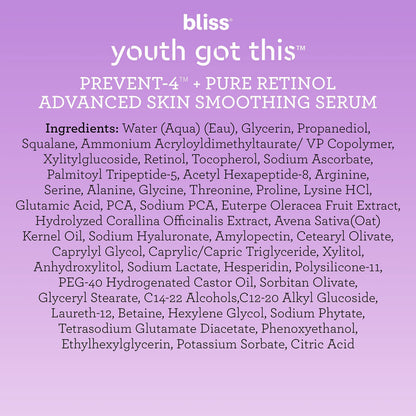 Bliss Youth Got This™ Prevent-4™ + Pure Retinol - 0.67 Fl Oz - Advanced Skin