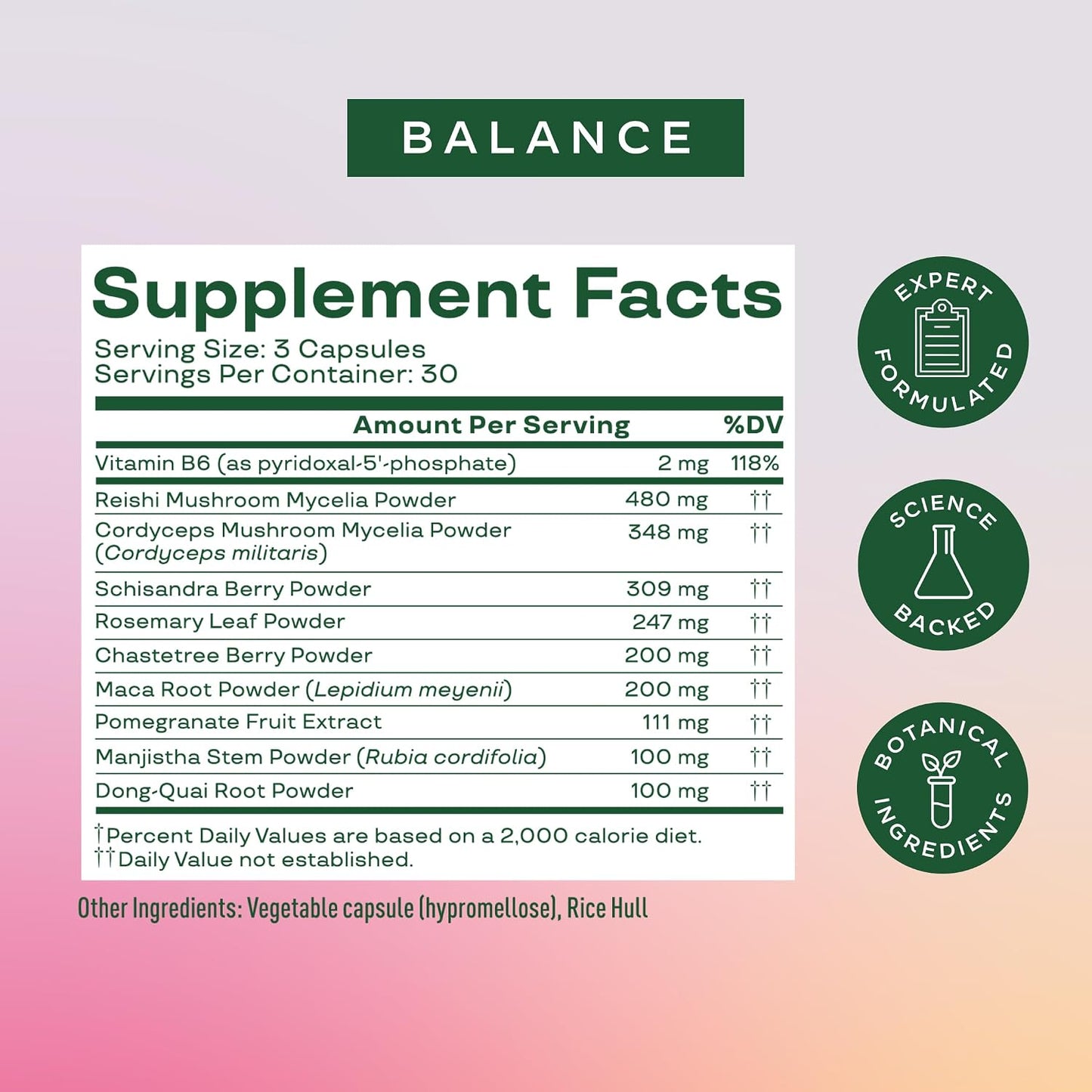 Bloom Nutrition Hormone Support Capsules for Women, Balance, 30 Servings | Cortisol Support, Menstrual Health, PMS Symptoms, Pomegranate Extract, Chaste Tree Berry & Dong Quai Root