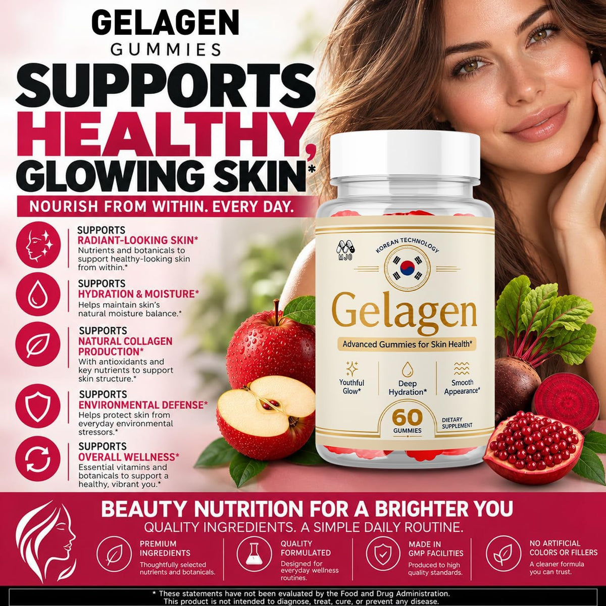 Gelagen Gelatin Gummies, Gelagen Koreana Advanced Skin Health, 60 Gummies