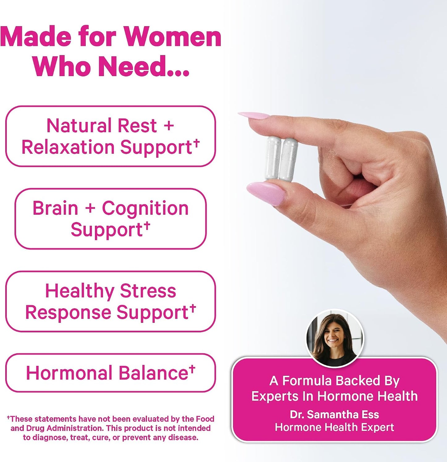 Pink Stork Magnesium Complex for Women, 8 Forms, 60 Capsules | 8 Forms - Glycinate, Malate, Citrate & L-Threonate - Stress, Sleep, Muscle & Hormone Support - 400 mg Elemental Magnesium