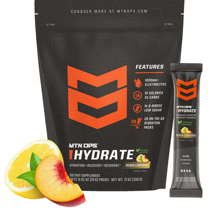 MTN OPS Hydrate Sugar Free Electrolyte Packets, Mango Peach