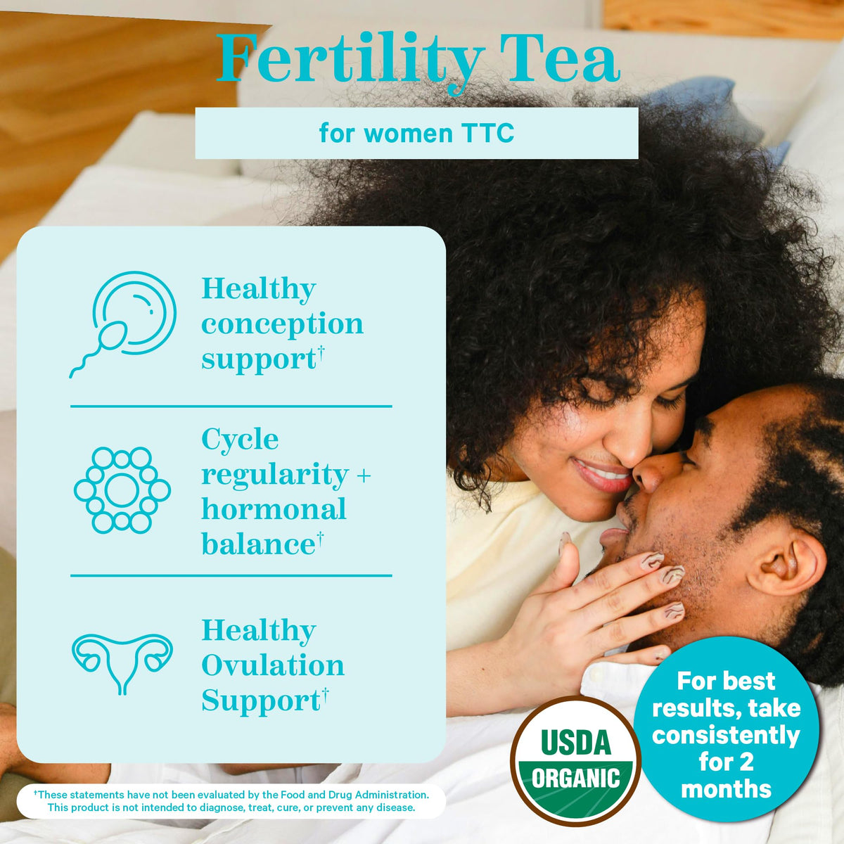 Pink Stork Fertility Tea for Conception and Hormone Balance with Organic Mint, Vitex