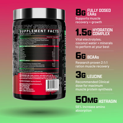 Nutrex Research EAA Hydration | EAAs + BCAA Powder | Muscle Recovery, Strength, Muscle Building, Endurance | 8G Essential Amino Acids + Electrolytes | Strawberry Watermelon 30 Serving