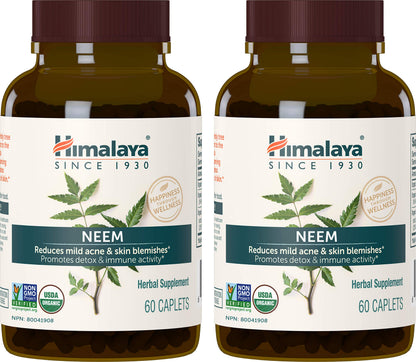 Himalaya USDA Organic Neem Herbal Supplement, 600 mg, 60 Caplets