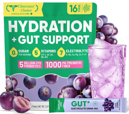 Venture Pal Sugar Free Hydration Packets + Gut Health Electrolytes Powder | Liquid Daily IV with 7 Electrolytes, 5 Vitamins, Probiotics & Fiber for Dehydration Relief and Gut Health Support