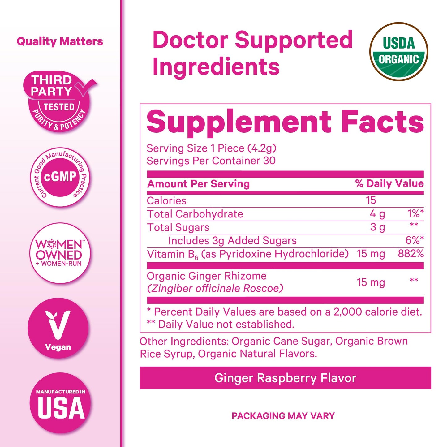 Pink Stork Organic Peppermint Sweets, Peppermint, 30 Candies | Morning Sickness Support, Motion Sickness Support, Added Vitamin B6, 1st Trimester Pregnancy Must Haves, Wrapped