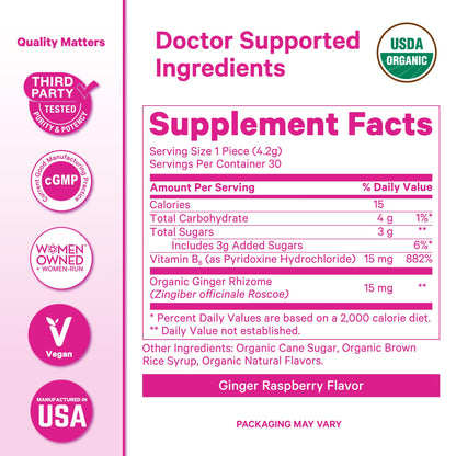 Pink Stork Organic Peppermint Sweets, Peppermint, 30 Candies | Morning Sickness Support, Motion Sickness Support, Added Vitamin B6, 1st Trimester Pregnancy Must Haves, Wrapped