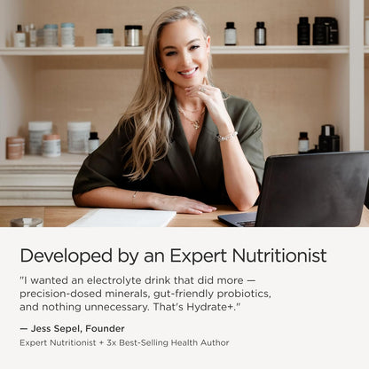 JSHealth Vitamins Hydrate+ Electrolyte Powder Packets for Women with Probiotics – Nutritionist Formulated by Jessica Sepel – Hydration Drink Mix – Pink Grapefruit, 15 Sticks
