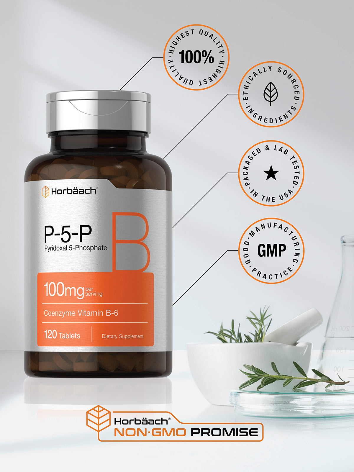 P-5-P Activated Vitamin B6 100mg | 120 Tablets | Vegetarian Supplement, Non-GMO