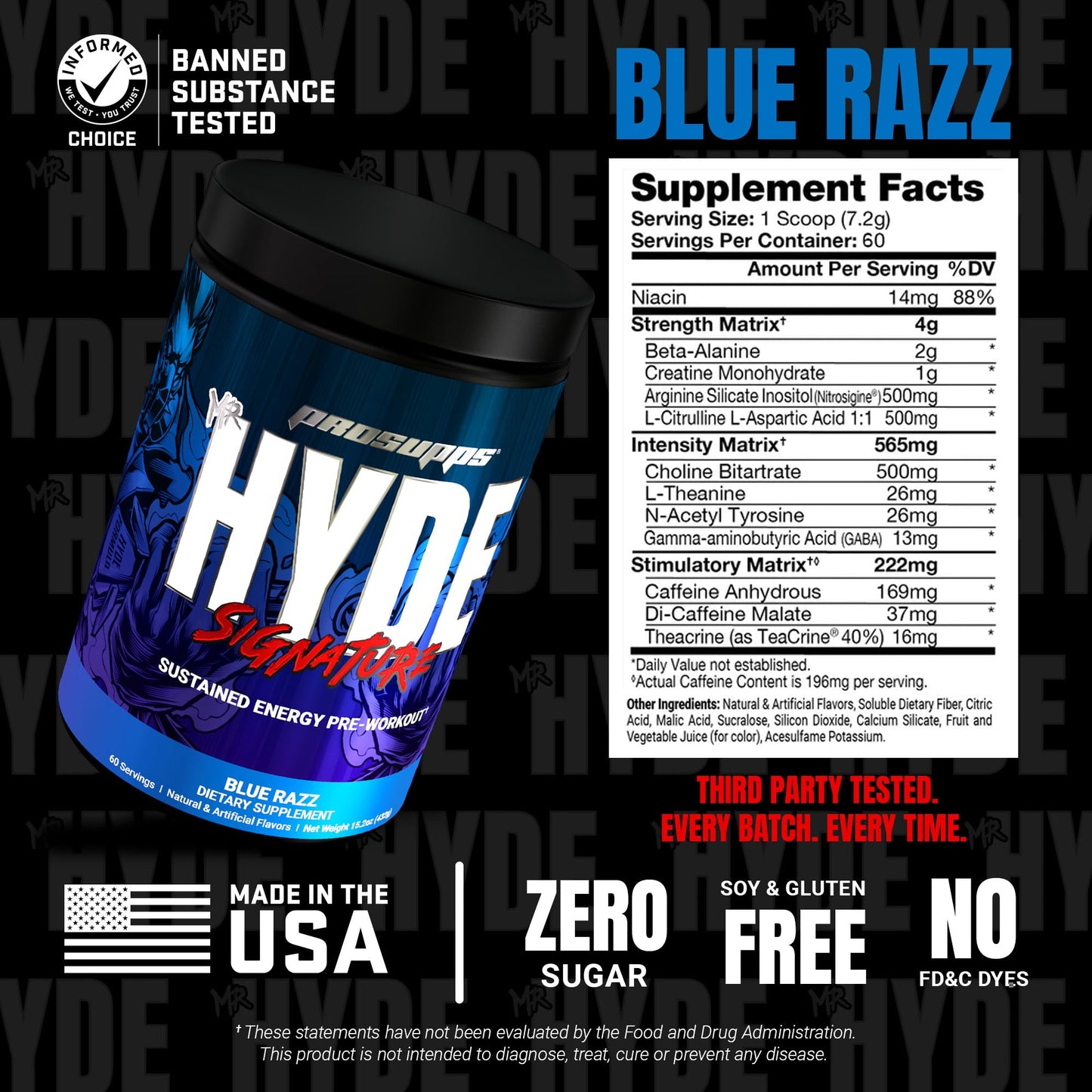 ProSupps Mr. Hyde Signature Pre Workout Powder with Creatine, Beta Alanine & Caffeine - Performance, Energy & Endurance - Clean Fitness & Gym Supplements for Men & Women (Blue Razz, 30 Servings)