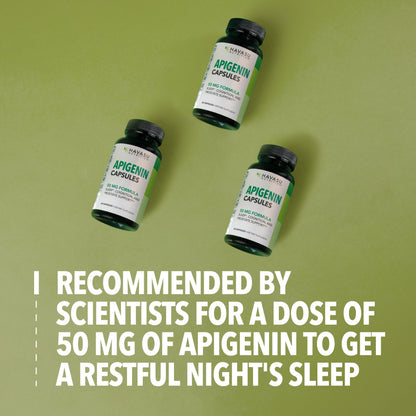 Apigenin Capsules 50mg, 60 Count, Sleep & Cognitive Support Supplement | Melatonin-Free Sleep Support, Chamomile Flavonoid for Relaxation & Cognitive Function, Vegan, Non-GMO, 2-Month Supply