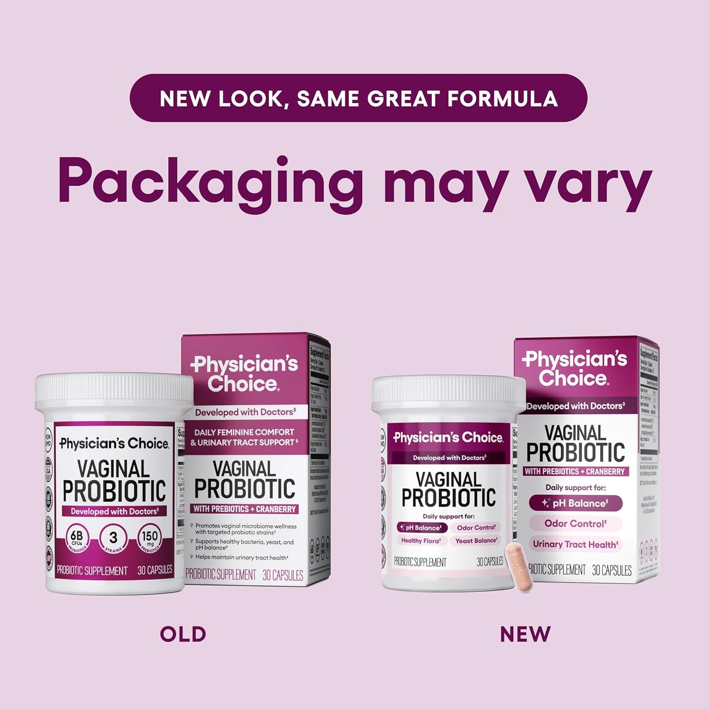Physician's CHOICE Vaginal Probiotics for Women, pH Balance & Odor, 30ct | Supports Odor Control, Vaginal Flora, Yeast Balance & Feminine Health, 6B CFU, Organic Prebiotics, Cranberry Extract