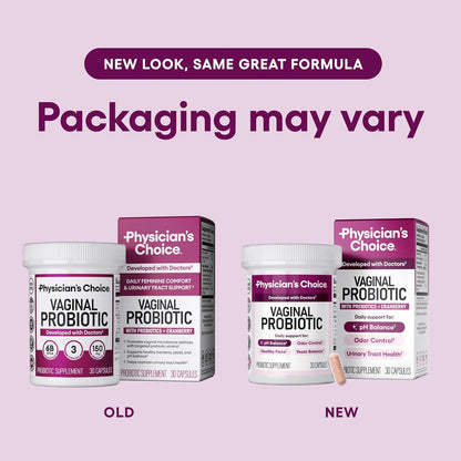 Physician's CHOICE Vaginal Probiotics for Women, pH Balance & Odor, 30ct | Supports Odor Control, Vaginal Flora, Yeast Balance & Feminine Health, 6B CFU, Organic Prebiotics, Cranberry Extract