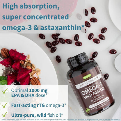 Super B-Complex 180 Tablets & High Absorption Omega-3 Wild Fish Oil 1360mg Bundle, Methylated Sustained Release B Complex and 1000mg EPA & DHA with Astaxanthin, by Igennus