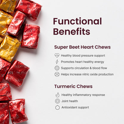 HumanN Turmeric Chews Supplement – Clinically Studied High Absorption Curcumin Complex - Orange Citrus Flavor – from SuperBeets Makers – Joint Health – 30 Count