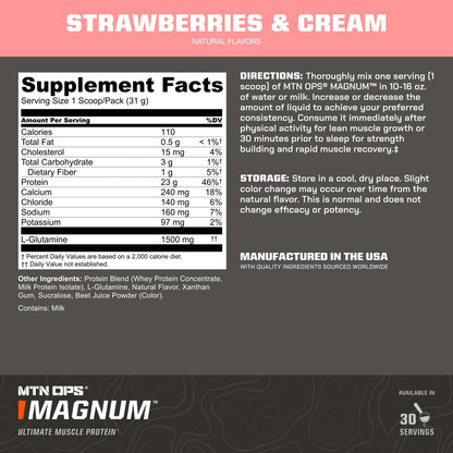 MTN OPS Magnum Protein Powder 23g Protein per Serving Whey Protein Blend with BCAAs Low Sugar Gluten Free 30 Servings Chocolate