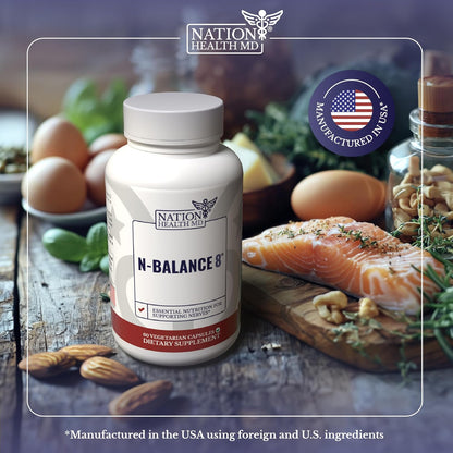 N-Balance 8 | Nerve Support Supplement | ALA & R-ALA | Neuropathy Supplements with Alpha Lipoic Acid (ALA), R Alpha Lipoic Acid (R-ALA), Benfotiamine, Vitamin B12. 30 Days Supply
