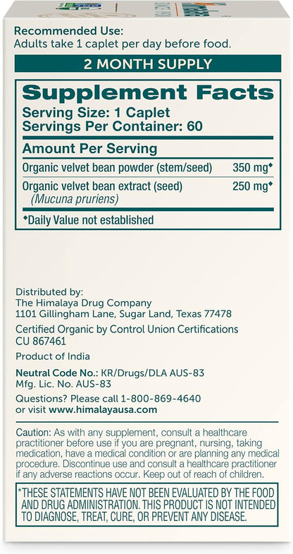 Himalaya USDA Organic Mucuna Pruriens Supplement, 600 mg, 60 Caplets