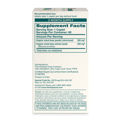 Himalaya USDA Organic Mucuna Pruriens Supplement, 600 mg, 60 Caplets