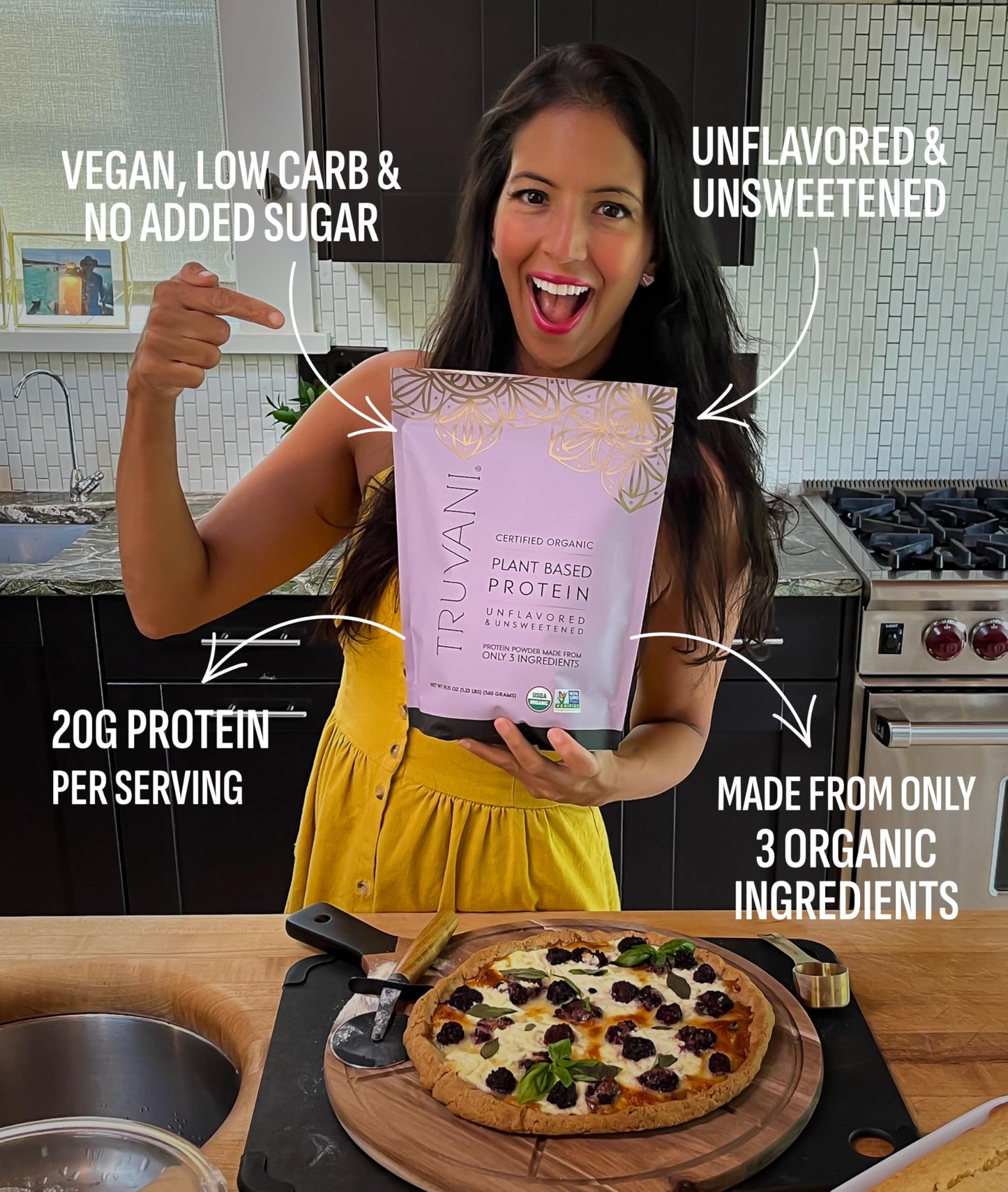 Truvani Organic Plant Based Protein Powder | Vanilla | 18 Servings | Vegan | 20g Pea Protein | Keto | Gluten & Dairy Free | Low Carb | No Added Sugar