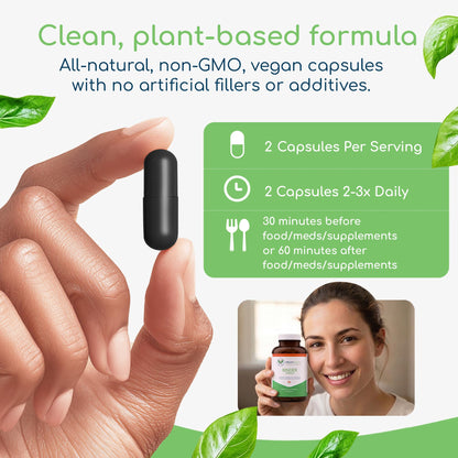 Binder Blend - Toxin Binder Supplement, Detox Capsules for a Healthy Gut - 180 Capsules - 90 Servings - 960mg Activated Charcoal & 480mg Organic Chlorella - Bloating Relief - Bentonite Clay