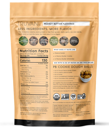 Truvani Organic Plant Based Protein Powder | Vanilla | 18 Servings | Vegan | 20g Pea Protein | Keto | Gluten & Dairy Free | Low Carb | No Added Sugar