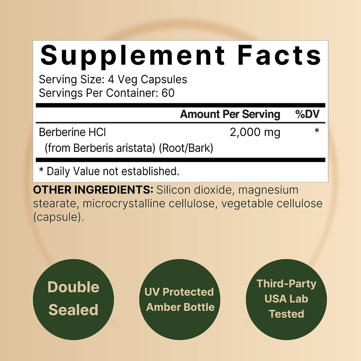 Berberine Supplement 500mg Per Capsule (2,000mg Per Serving) | 240 Veggie Capsules