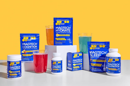 MagTech Magnesium Cognition Powder with Lions Mane and Bacopa, 14 Servings | Magtein L-Threonate, Glycinate and Taurate blend supports focus, mental clarity and brain health. Mix into water daily.