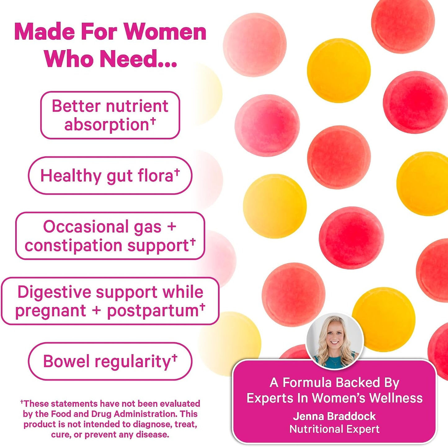 Pink Stork Prenatal Fiber Gummies for Women - 3g Prebiotic Inulin from Chicory Root - Natural Pregnancy & Postpartum Stool Softeners for Constipation & Digestive Health - 60 Vegan Fiber Chews