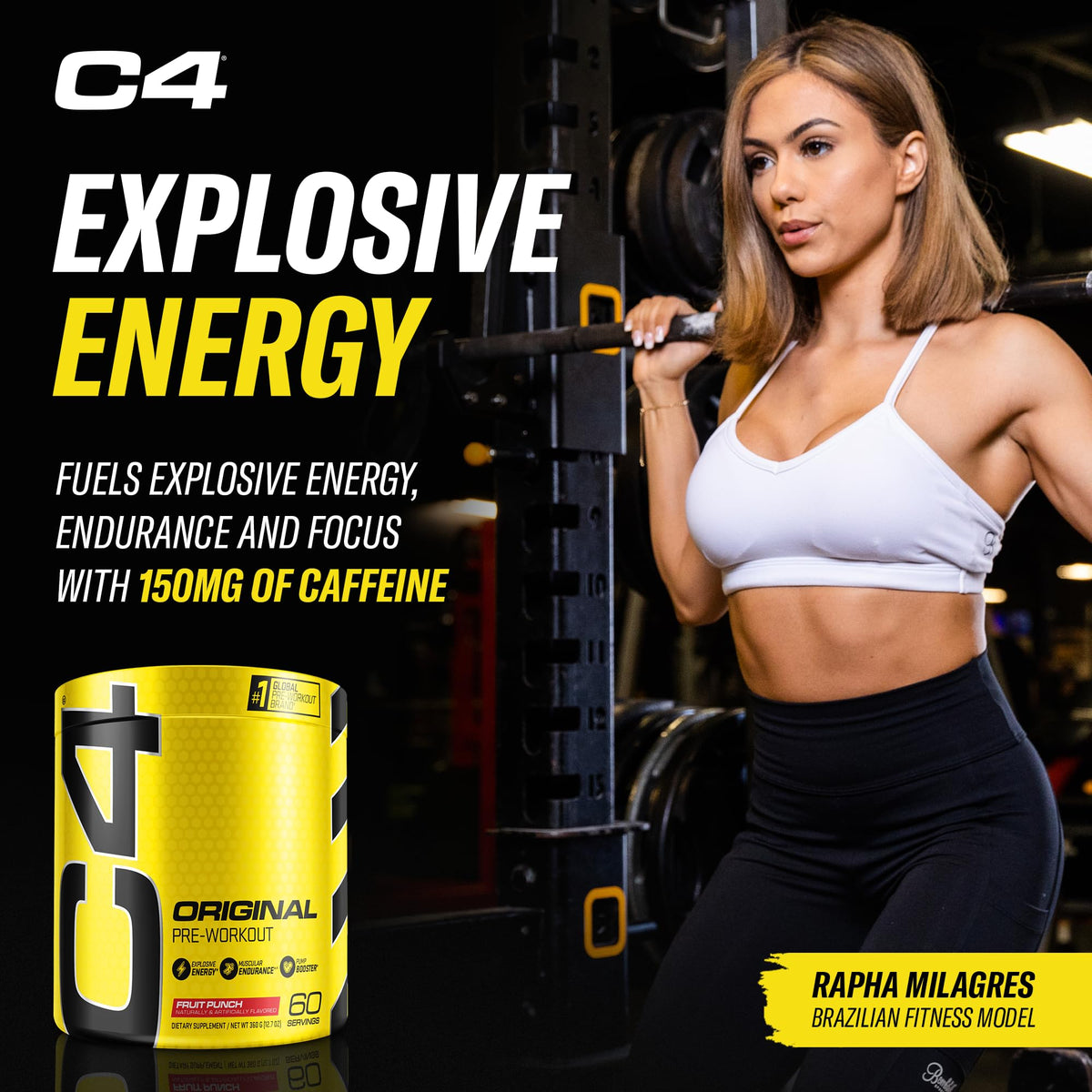 C4 Original Pre Workout Powder Fruit Punch - Vitamin C for Immune Support - Sugar Free