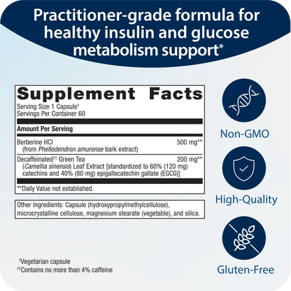 Metagenics Berberine GT - 500 mg Berberine HCl - Supports Heart Health & Carbohydrate
